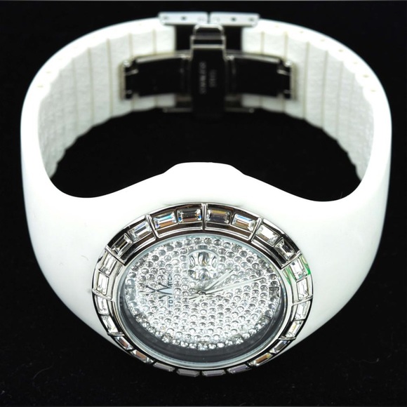 ToyWatch Jewelry Toy Watch In White Silicone Swarovski Crystal